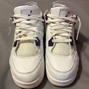 White and metallic purple retro air jordan 4